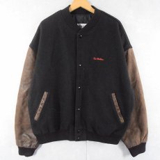 画像1: 90's〜 WEAR&TEAR "Tim Hortons" コーヒーチェーン刺繍 メルトン×レザー スタジャン BLACK XL (1)