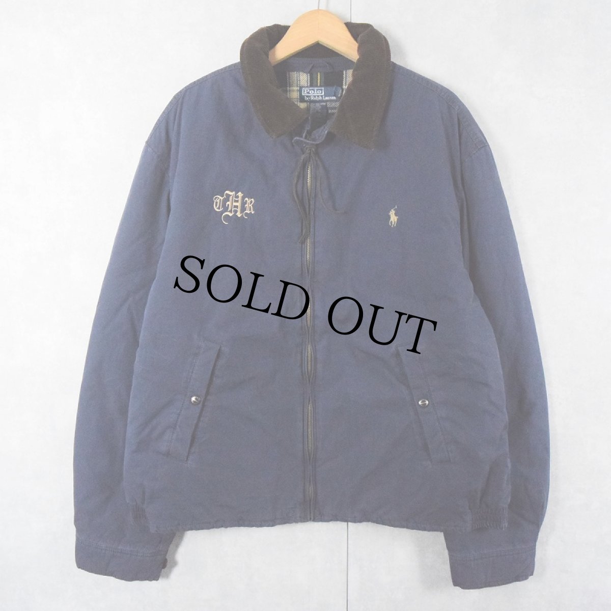 画像1: POLO Ralph Lauren "THR" ロゴ刺繍 中綿入り コットンスイングトップ NAVY XXL (1)