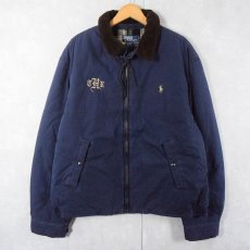 画像1: POLO Ralph Lauren "THR" ロゴ刺繍 中綿入り コットンスイングトップ NAVY XXL (1)