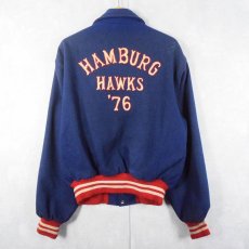 画像1: 60's MAPLE "HAMBURG HAWKS" チェーン刺繍 ウールスタジャン SIZE44 (1)