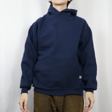 画像2: 90's RUSSELL ATHLETIC USA製 無地スウェットフーディー NAVY XL (2)