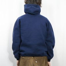 画像3: 90's RUSSELL ATHLETIC USA製 無地スウェットフーディー NAVY L (3)