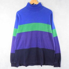 画像1: 90's J.CREW USA製 切り替えデザイン タートルネックロンT XL (1)