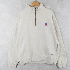 画像1: 90's RUSSELL ATHELETIC USA製 "HIGH COTTON" ロゴ刺繍 ハーフジップスウェット XL (1)