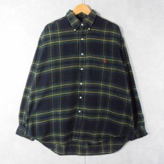 画像1: Ralph Lauren "BIG SHIRT" チェック柄 ボタンダウン ライトネルシャツ L (1)