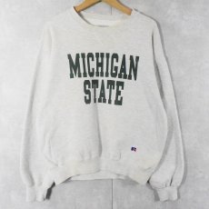 画像1: 90's RUSSELL ATHLETIC USA製 REVERSE WEAVE TYPE "MICHIGAN STATE" 前V プリントスウェット M (1)