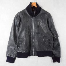 画像1: 民間品 ドイツ軍 フライトレザージャケット NAVY SIZE50 (1)