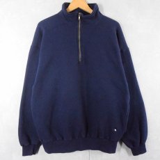 画像1: 90's RUSSELL ATHLETIC USA製 "HGIH COTTON" ハーフジップスウェット NAVY XL (1)