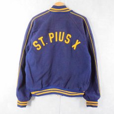 画像2: 60's〜 Sportswear "ST. PLUS X" ワッペン付き リバーシブル メルトンウールスタジャン NAVY (2)