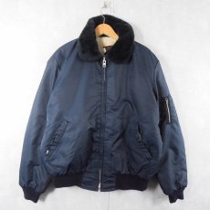 画像1: 80's WEAR-GUARD USA製 "B-15 TYPE" ボアライナー フライトジャケット NAVY L (1)