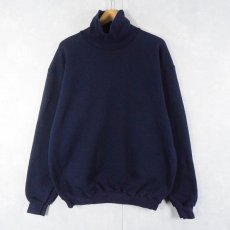 画像1: 90's PLUMA USA製 "HEAVY WEIGHT COTTON" 無地タートルネックスウェット NAVY L (1)