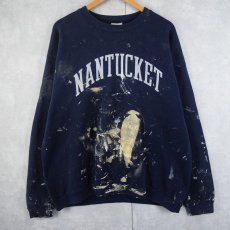 画像1: TULTEX "NANTUCKET" ペンキペイント プリントスウェット NAVY XL (1)