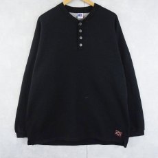 画像1: 90's RUSSELL ATHLETIC USA製 ヘンリーネックスウェット BLACK XL (1)