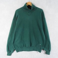 画像1: 90's RUSSELL ATHELETIC "HIGH COTTON" USA製 ハイネック 前Vスウェット GREEN XL (1)