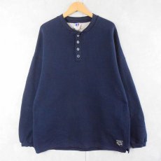 画像1: 90's〜 RUSSELL ATHLETIC USA製 ヘンリーネックスウェット NAVY L (1)