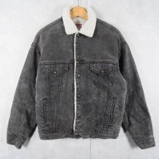 画像1: 80's Levi's USA製 ボアライナー ケミカルウォッシュ ブラックデニムジャケット S (1)