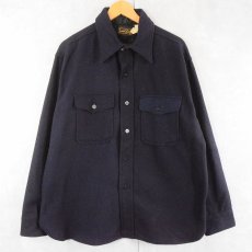 画像1: 50's Sport King マチ付き アクリル×ウール CPOシャツジャケット NAVY XL (1)