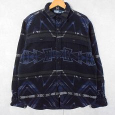 画像1: POLO Ralph Lauren チンスト付き ネイティブ柄 ヘビーネルシャツ XL (1)