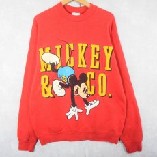 画像1: 90's MICKEY&CO. USA製 青パンミッキー キャラクタープリントスウェット XL (1)