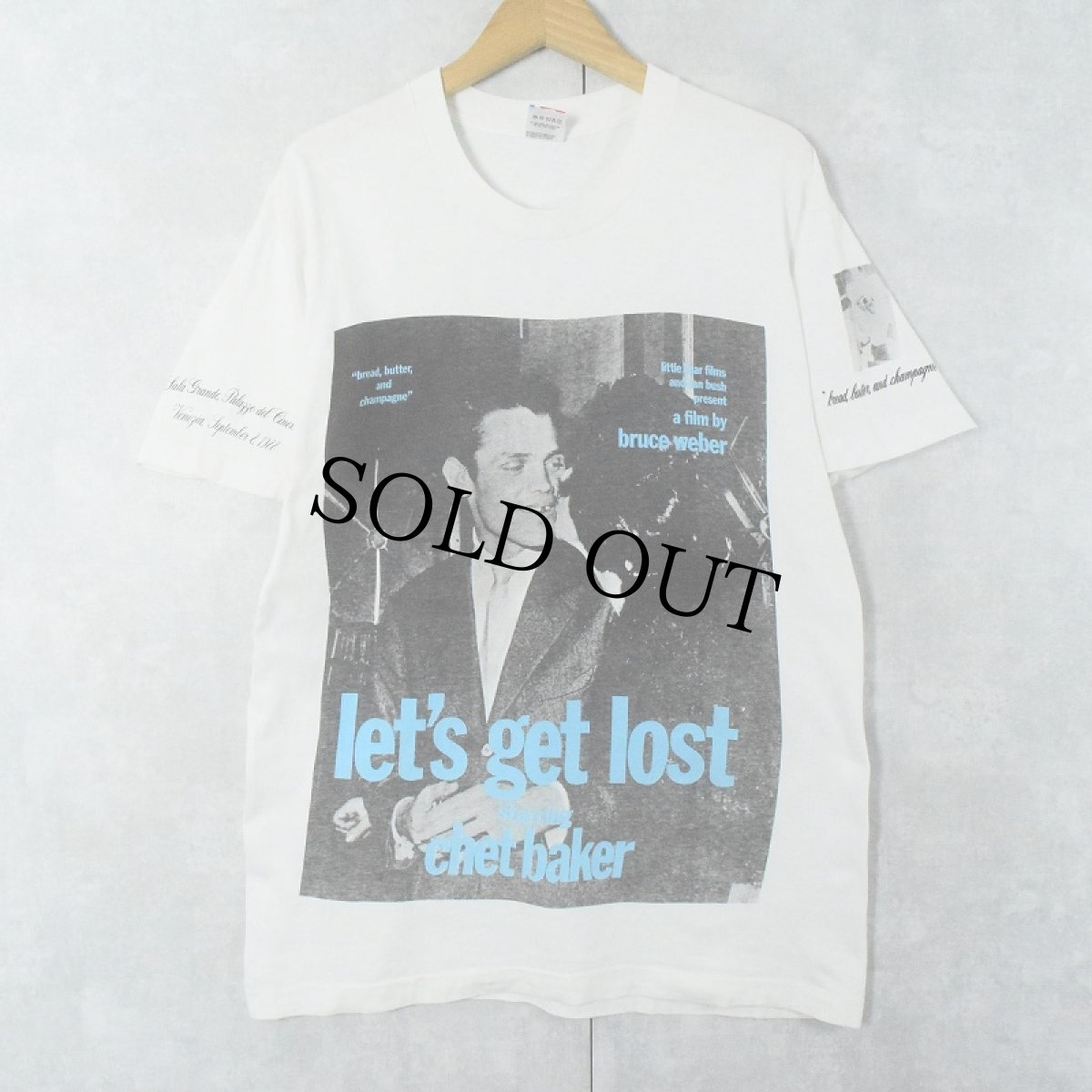 画像1: 90's BRUCE WEBER USA製 "let's get lost starring chet baker" フォトプリントTシャツ L (1)