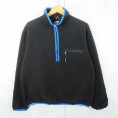 画像1: 90's Patagonia USA製 ハーフジップ フリースプルオーバージャケット BLACK L (1)