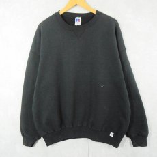 画像1: 90's〜 RUSSELL ATHLETIC USA製 前V 無地スウェット BLACK XXL (1)