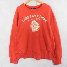 画像1: POLO Ralph Lauren "CAMP RIVER OINES" インディアンヘッド 両V フロッキープリントスウェット XXL (1)