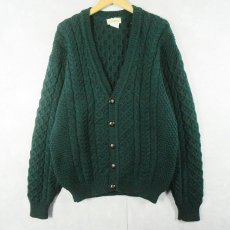 画像1: 80's L.L.Bean IRELAND製 アランニットカーディガン GREEN (1)