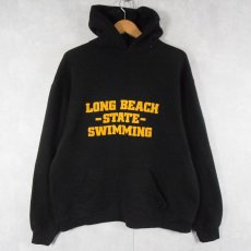 画像1: 80's RUSSELL ATHLETIC USA製 "LONG BEACH STATE SWIMING" スウェットフーディー BLACK XL (1)