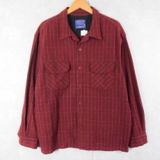 画像1: PENDLETON USA製 チェック柄 オープンカラーウールシャツ XL (1)