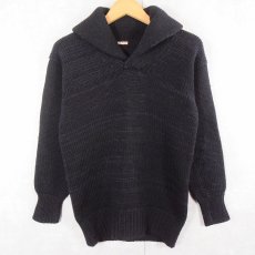 画像1: 30's〜 ショールカラー ウールニットセーター NAVY (1)