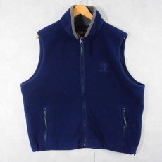 画像1: 90's Eddie Bauer EBTEK ロゴ刺繍 フリースベスト M (1)