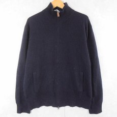 画像1: POLO Ralph Lauren ウール×カシミア ジップニットセーター NAVY L (1)