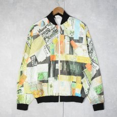 画像1: 90's Graphic Jacket バンド総柄 ペーパージャケット XL (1)