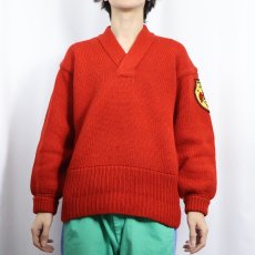 画像2: 30〜40's HIGH GRADE KNIT GOODS Vネック ウールニットセーター (2)