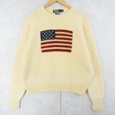 画像1: POLO Ralph Lauren 星条旗柄 ウールニットセーター XL (1)