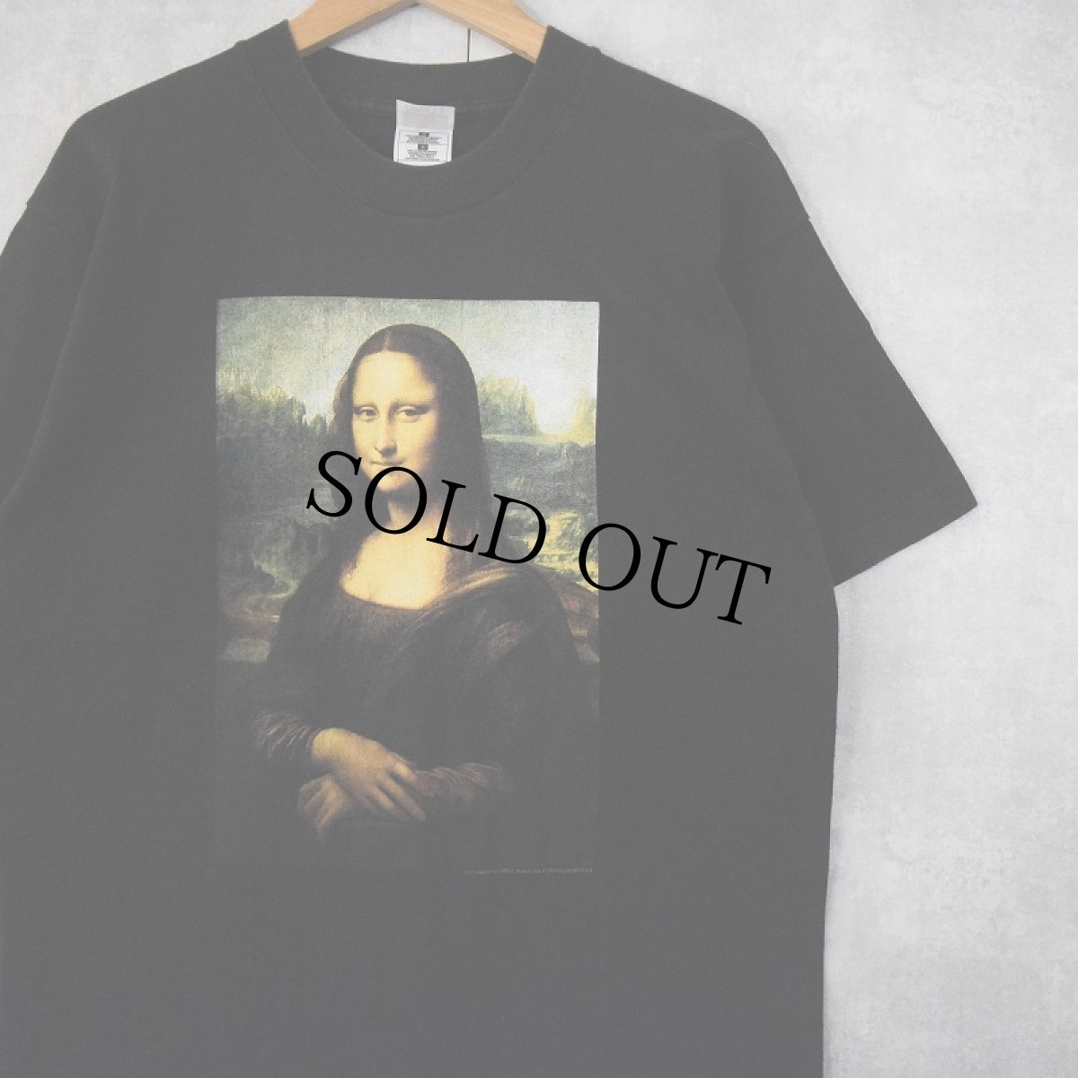 画像1: 90's LEONARDO DA VINCI "Mona Lisa" アートプリントTシャツ BLACK L (1)