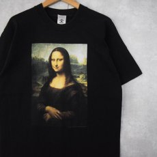 画像1: 90's LEONARDO DA VINCI "Mona Lisa" アートプリントTシャツ BLACK L (1)