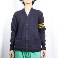 画像2: 50〜60's Chick Chester ウールニットカーディガン NAVY (2)