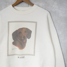 画像1: 90's USA製 "KASIE" 犬プリントスウェット L (1)