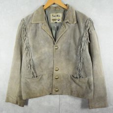 画像2: 70's PIONEER WEAR ハンドぺイント フリンジ付き スエードレザージャケット SIZE44 (2)