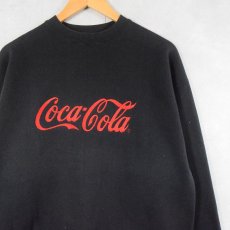 画像1: 90's Coca-Cola USA製 飲料メーカー ロゴ刺繍スウェット BLACK L (1)