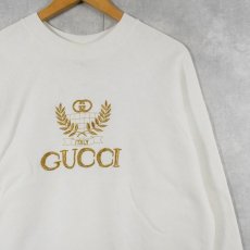 画像1: 90's ブート GUCCI USA製 ロゴ刺繍 スウェット  L (1)