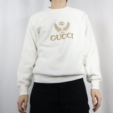 画像3: 90's ブート GUCCI USA製 ロゴ刺繍 スウェット  L (3)