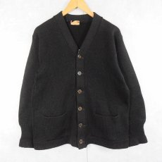 画像1: 〜50's ウールニットカーディガン BLACK (1)