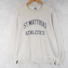 画像1: 90's RUSSELL ATHLETIC USA製 "ST. MATTHIAS" 前V プリントスウェット XL (1)