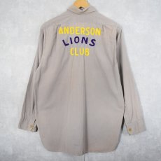 画像1: 40's〜 J.C.PENNEY "ANDERSON LIONS CLUB" マチ付き チェーン刺繍 コットンポプリンシャツ (1)