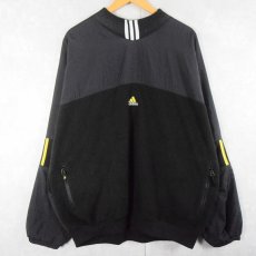 画像1: 90's adidas ナイロン切り替え フリースプルオーバー BLACK XL (1)