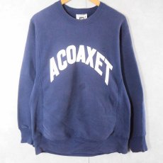 画像1: 90's Lee USA製 REVERSE WEAVE TYPE "ACOAXET" プリントスウェット NAVY M (1)