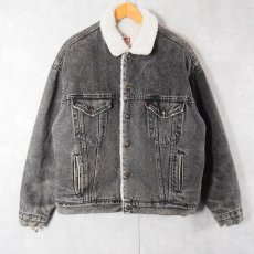 画像1: 80's Levi's 70609 USA製 ボアライナー ケミカルウォッシュブラックデニムジャケット L (1)